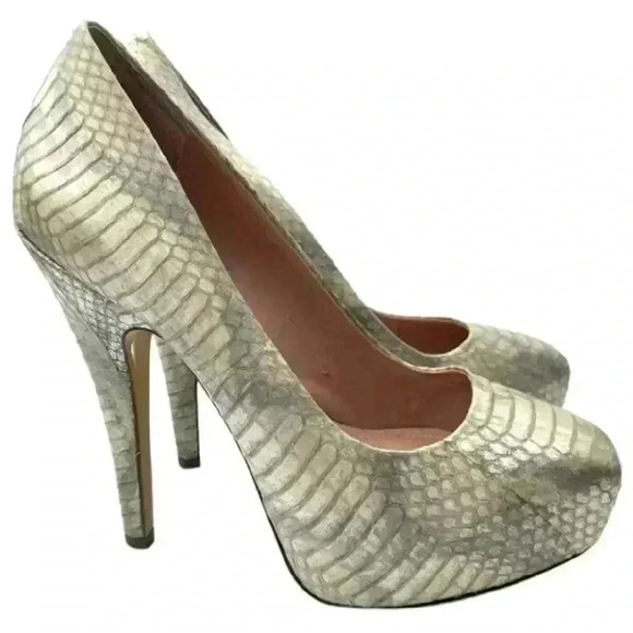 Vince Camuto womens heels size 7 37 Korsi Leather python print - Picture 1 of 12